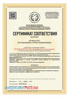 Сертификат квалификации участников закупки для ИП. Вышний Волочек Сертификат СТО 03.080.02033720.1-2020